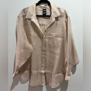 NWOT Gap champagne sheer “big shirt” size XL